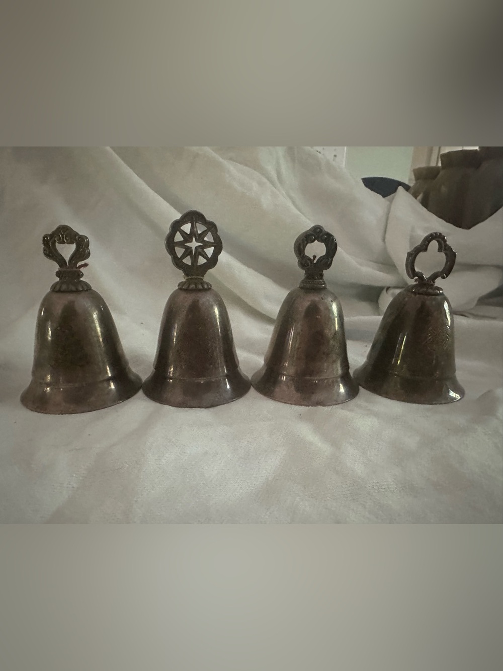Kirk Steiff Small Decorative Hand Bell in Silver Plate - musical